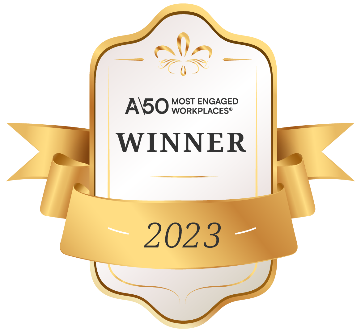A/50 Most Engaged Workplaces Winner 2023 badge