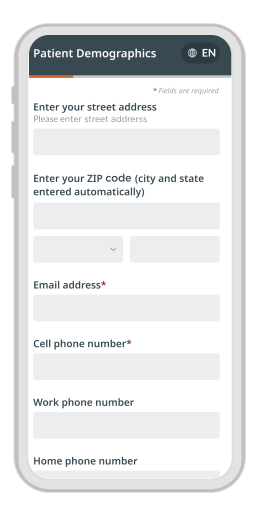 Animation of demographics screen on mobile phone