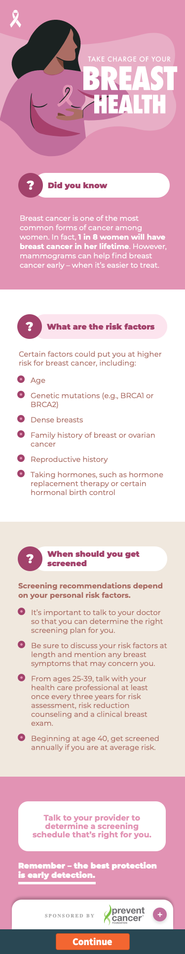 Screenshot of Breast Health Campaign