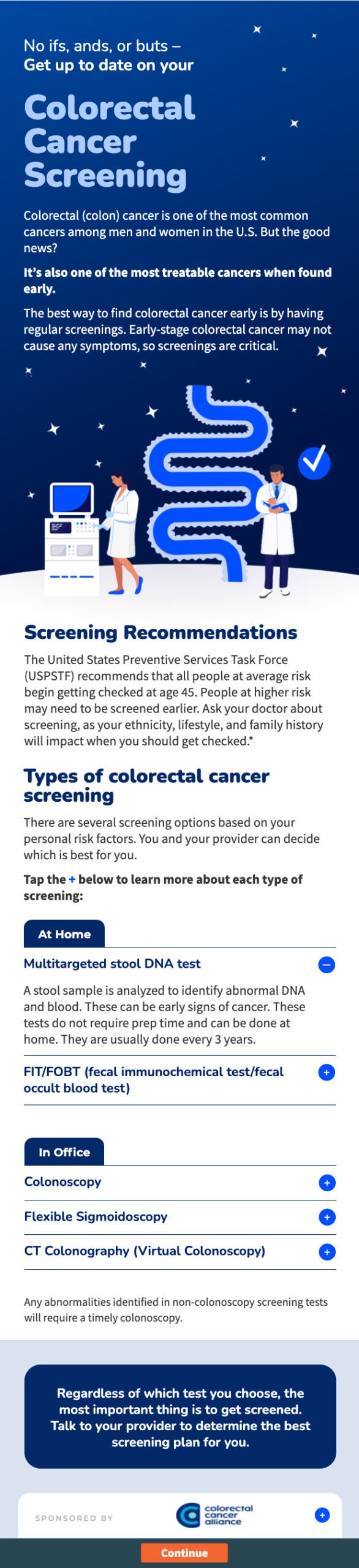 Screenshot of Colorectoral Cancer campaign